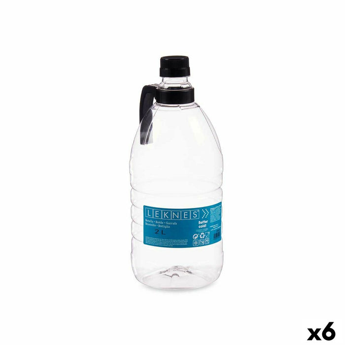 Sticlă (de pus lichide) Cu mâner Negru Transparent Plastic 2 L 11,5 x 28,7 x 11,5 cm (6 Unități)