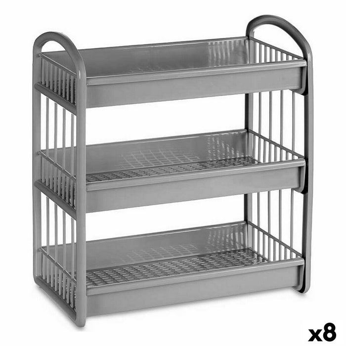Raft Gri Plastic 36 x 20,5 x 39,5 cm (8 Unități)