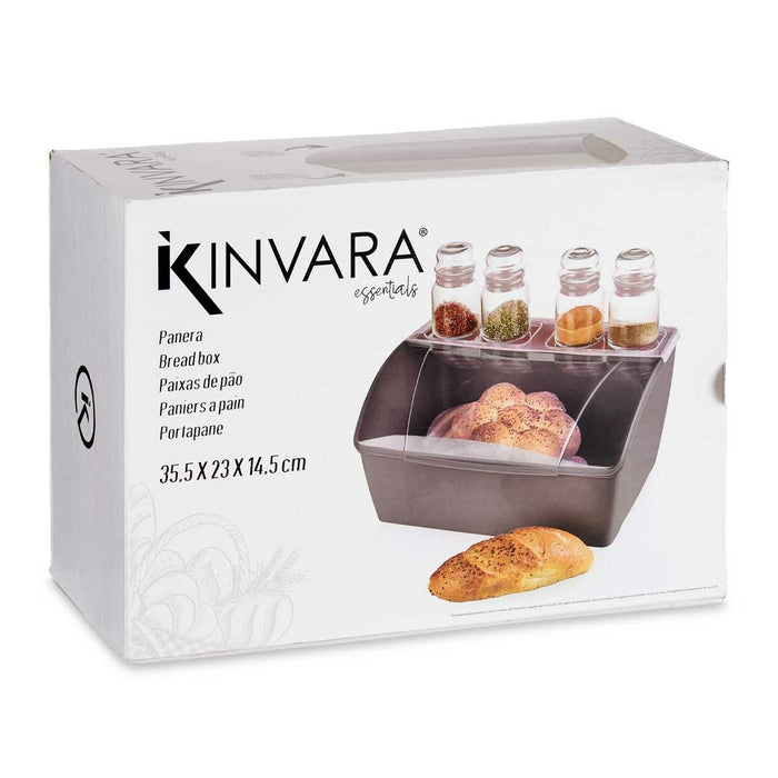 Coș pentru pâine Gri Plastic 29,5 x 20,5 x 41 cm (4 Unități)