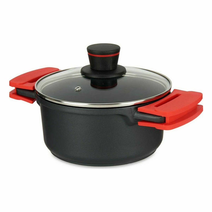 Caserolă Cu Capac de Sticlă Ø 20 cm Negru Aluminiu (6 Unități)