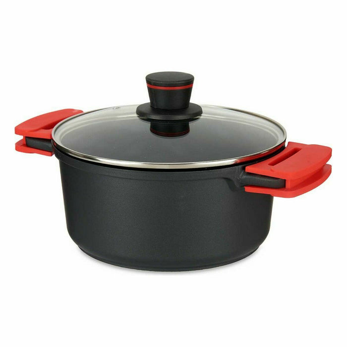 Caserolă Cu Capac de Sticlă Ø 24 cm Negru Aluminiu (6 Unități)