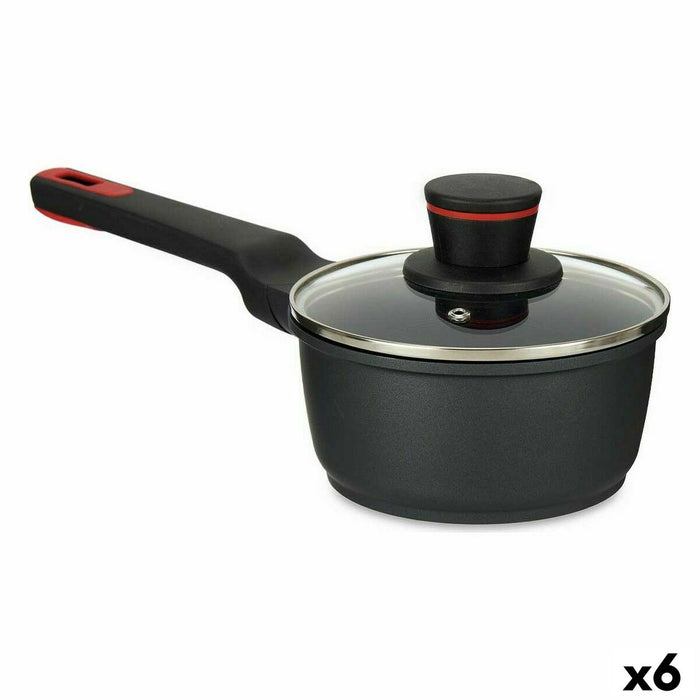 Caserolă cu capac Ø 16 cm Negru Aluminiu (6 Unități)
