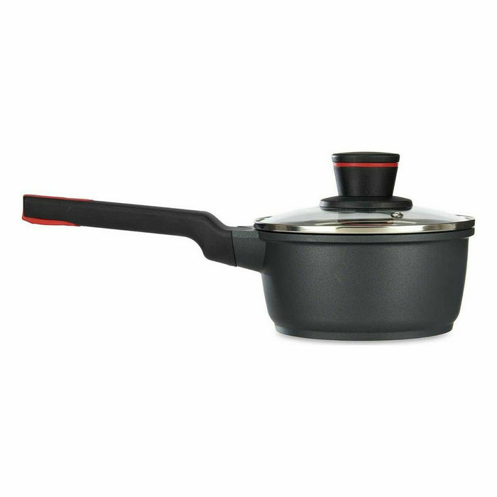 Caserolă cu capac Ø 16 cm Negru Aluminiu (6 Unități)