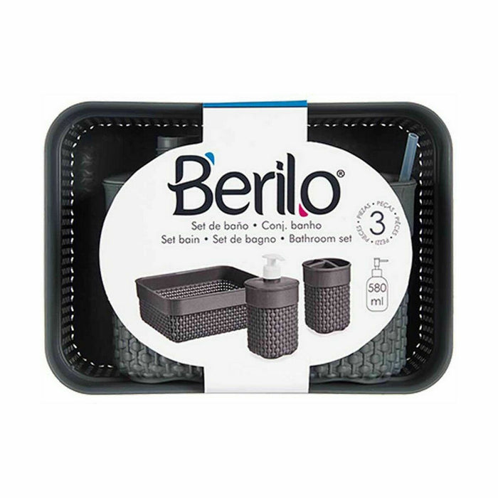 Set de Baie Antracit Plastic (12 Unități)