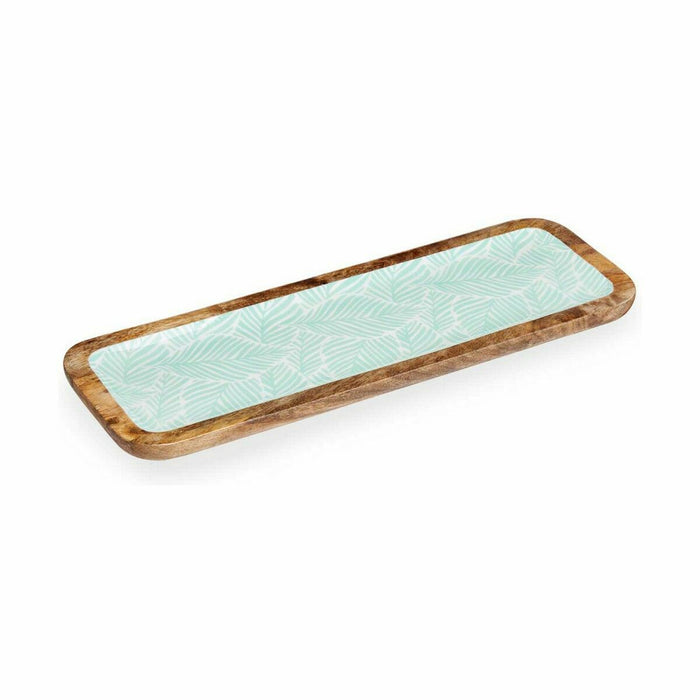 Decorațiune pentru Centrul Mesei 45 x 15 cm Frunza a unei plante Alb Maro Verde Rășină Lemn de mango (6 Unități)