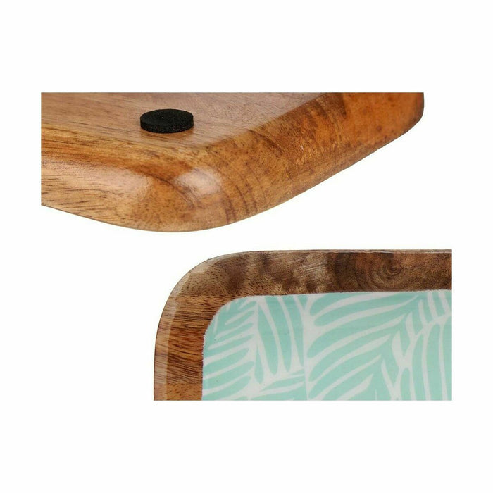 Decorațiune pentru Centrul Mesei 45 x 15 cm Frunza a unei plante Alb Maro Verde Rășină Lemn de mango (6 Unități)