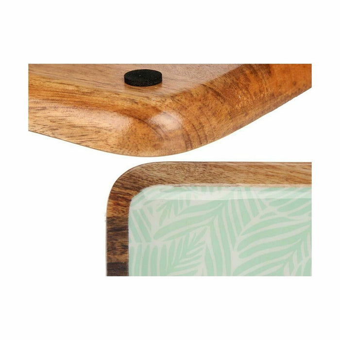 Decorațiune pentru Centrul Mesei 25 x 25 cm Frunza a unei plante Alb Maro Verde Rășină Lemn de mango (6 Unități)