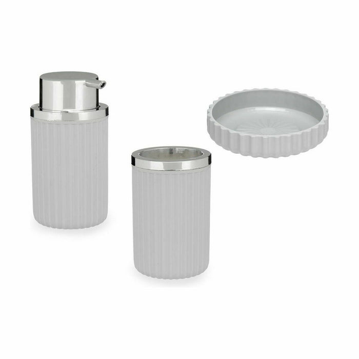 Set de Baie Gri Plastic (12 Unități)