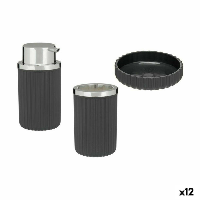 Set de Baie Antracit Plastic (12 Unități)