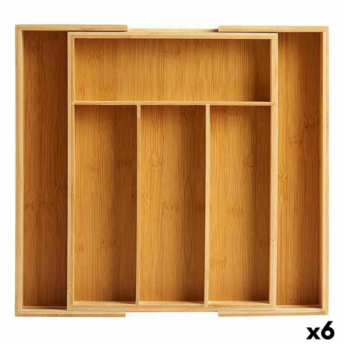 Organizator pentru tacâmuri Compartiment adaptabil Extensibil Bambus (6 Unități)