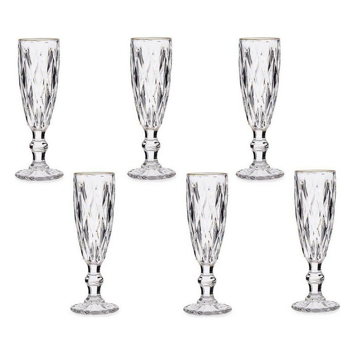 Pahar de șampanie Diamant Auriu* Transparent Sticlă 170 ml (6 Unități)