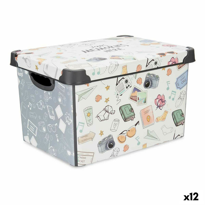 Cutie de depozitare cu capac Memories Juvenil Plastic 17 L 27,5 x 22 x 36,5 cm (12 Unități)