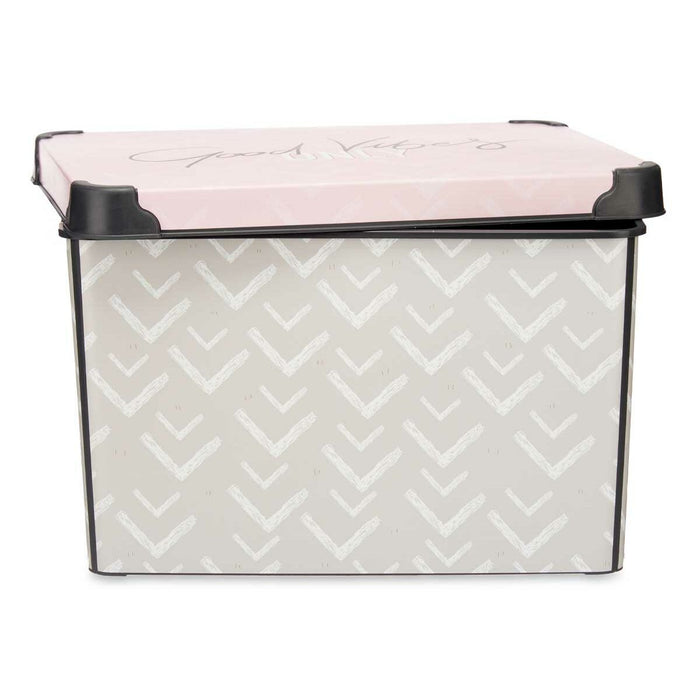 Cutie de depozitare cu capac Vibes Săgeți 22 L Roz Plastic 30 x 23,5 x 40 cm (12 Unități)