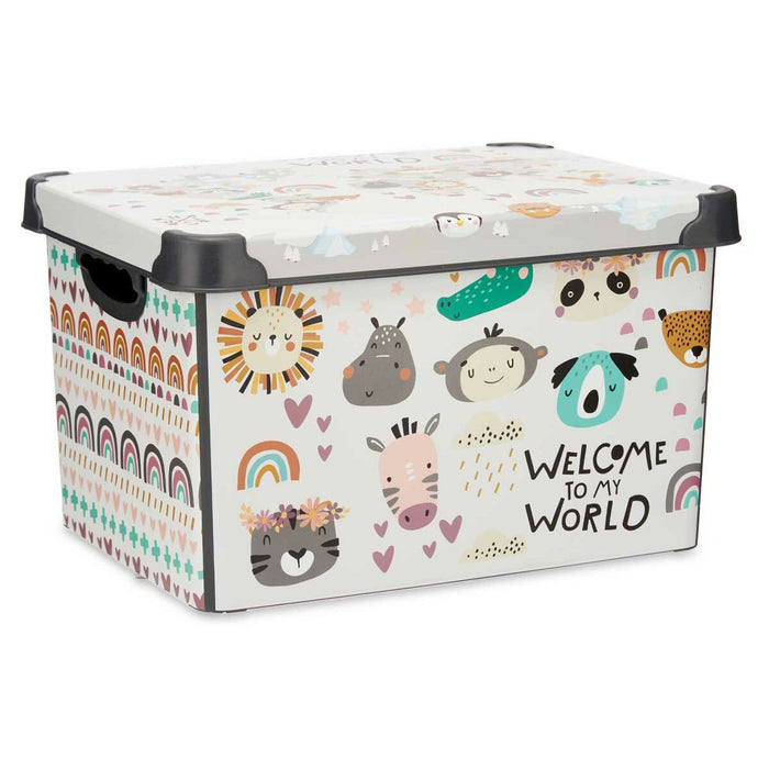 Cutie de depozitare cu capac Infantil animale Plastic 22 L 30 x 23,5 x 40 cm (12 Unități)