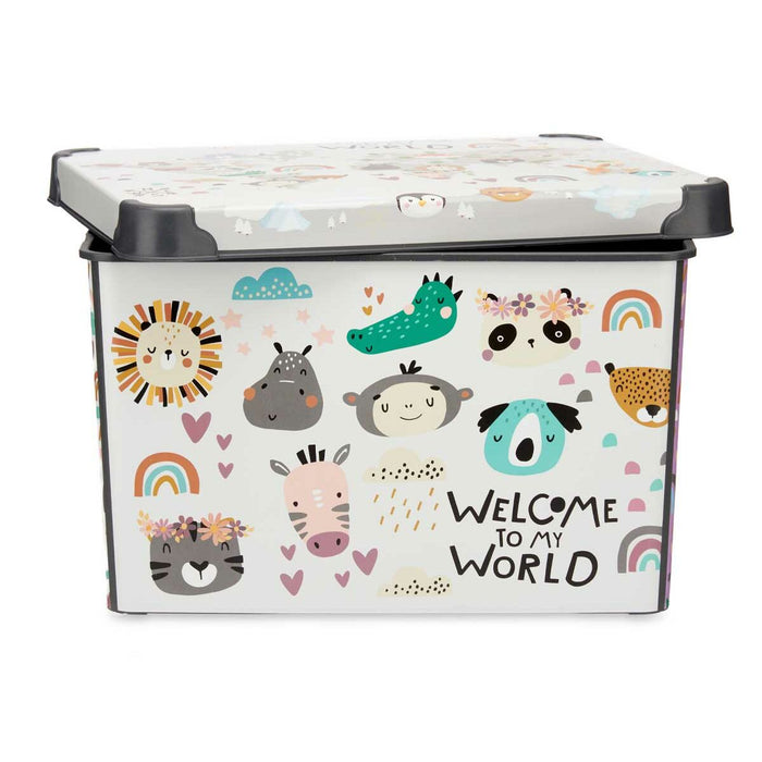 Cutie de depozitare cu capac Infantil animale Plastic 22 L 30 x 23,5 x 40 cm (12 Unități)