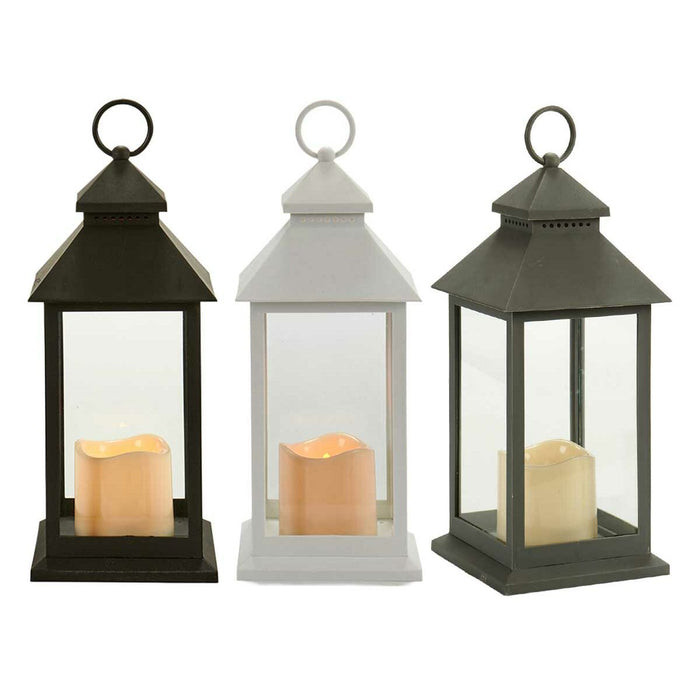 Lanternă LED Alb Negru Geam Plastic 13,5 x 34,5 x 13,5 cm (12 Unități)