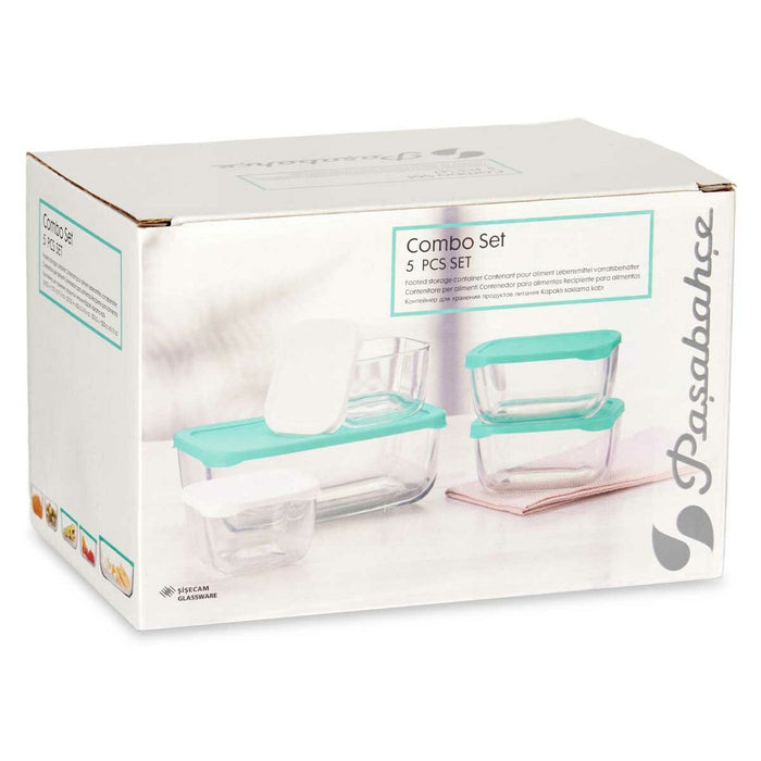 Set de Cutii pentru Prânz Snow Box Dreptunghiular Alb Turquoise (4 Unități)