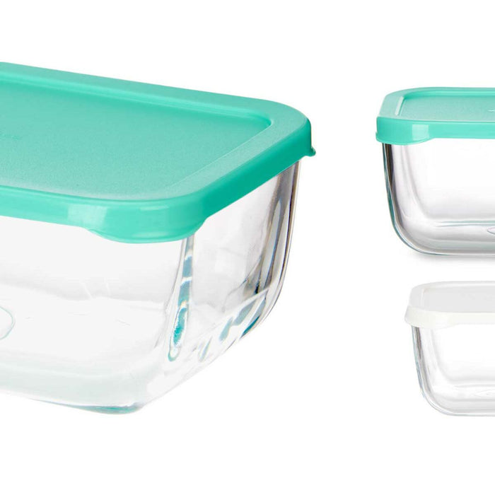 Set de Cutii pentru Prânz Snow Box Dreptunghiular Alb Turquoise (4 Unități)