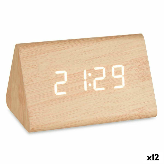 Ceas Digital de Birou Maro PVC Lemn MDF 11,7 x 7,5 x 8 cm (12 Unități)