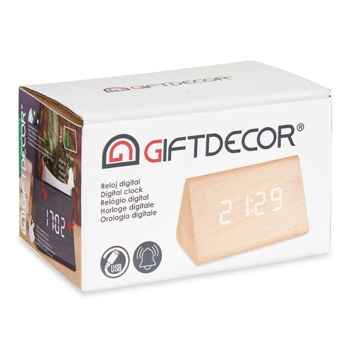 Ceas Digital de Birou Maro PVC Lemn MDF 11,7 x 7,5 x 8 cm (12 Unități)