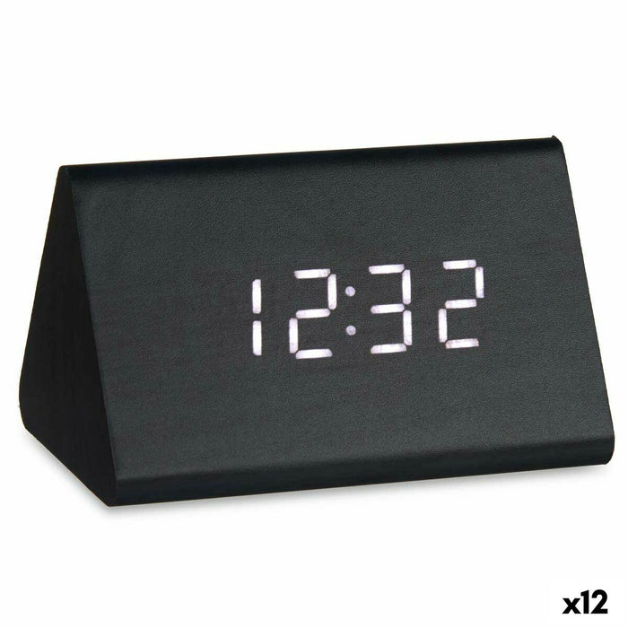 Ceas Digital de Birou Negru PVC Lemn MDF 11,7 x 7,5 x 8 cm (12 Unități)