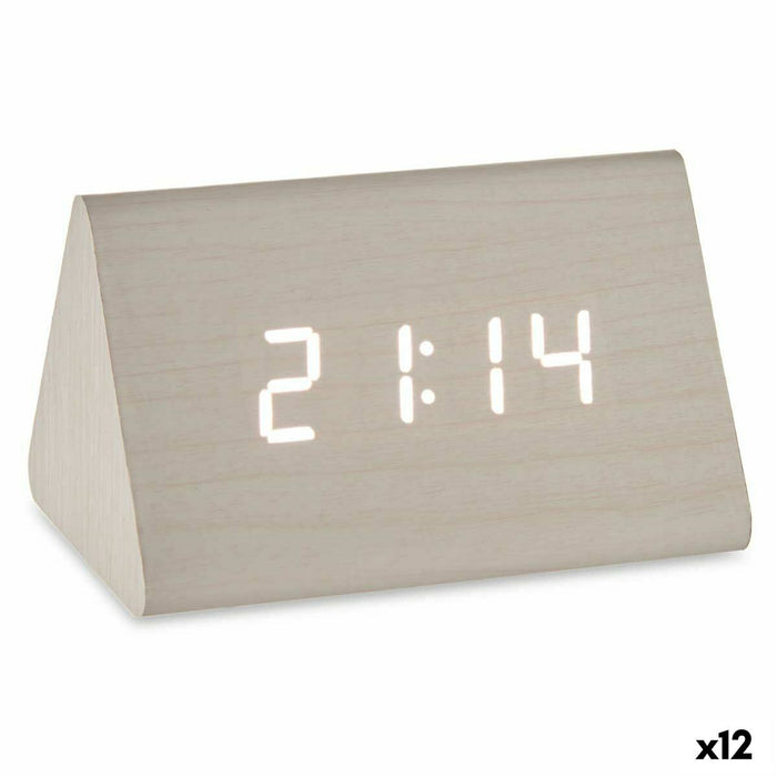 Ceas Digital de Birou Alb PVC Lemn MDF 11,7 x 7,5 x 8 cm (12 Unități)