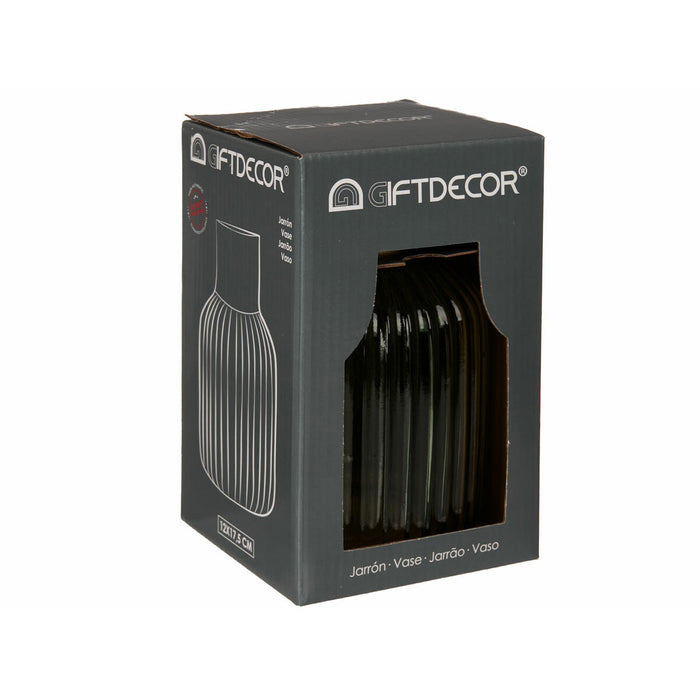 Vază Dungi Verde Auriu* Sticlă 12 x 18 x 12 cm (6 Unități)