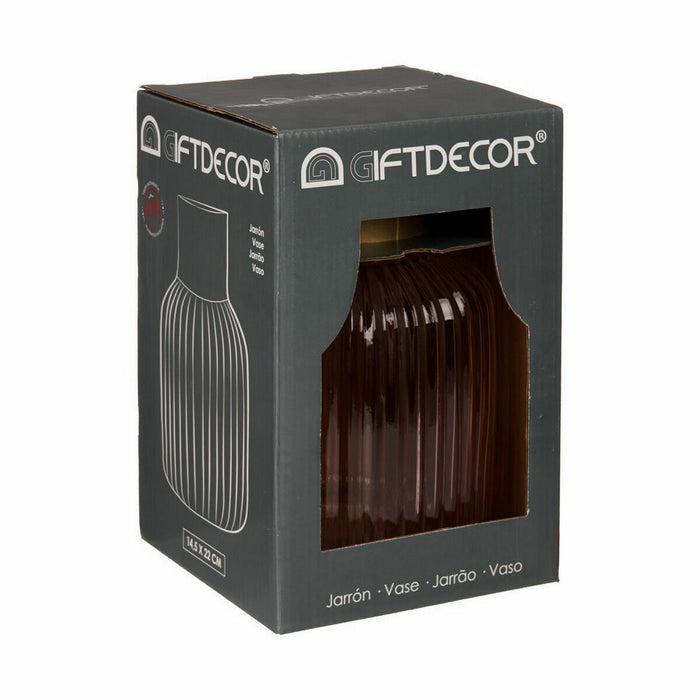 Vază Dungi Roz Auriu* Sticlă 14,5 x 22 x 14,5 cm (6 Unități)