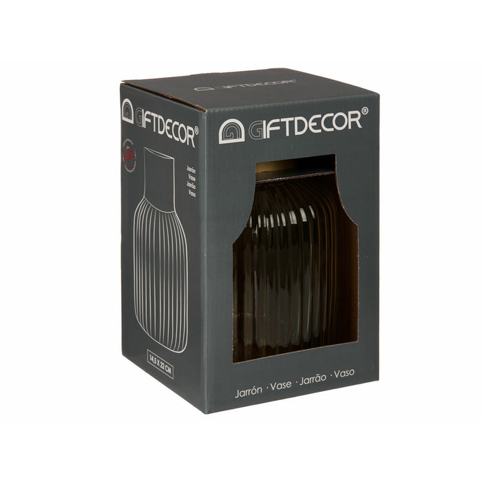 Vază Dungi Verde Auriu* Sticlă 14,5 x 22 x 14,5 cm (6 Unități)