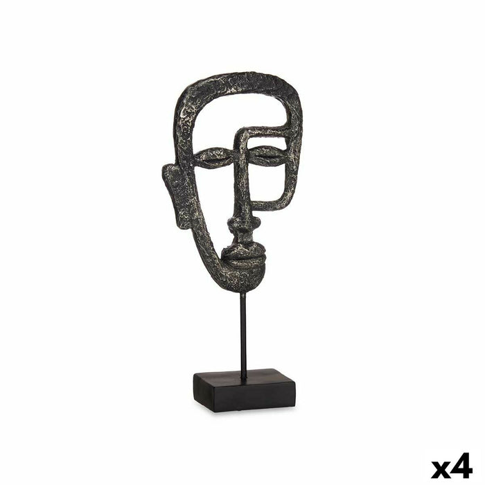 Figură Decorativă Față Negru 19,5 x 38 x 10,5 cm (4 Unități)