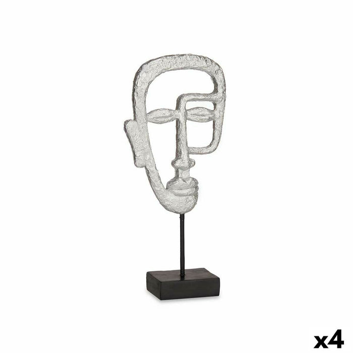 Figură Decorativă Față Argintiu 19,5 x 38 x 10,5 cm (4 Unități)