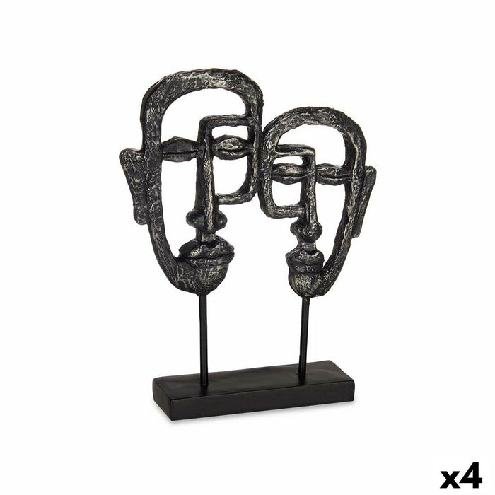 Figură Decorativă Față Negru 27 x 32,5 x 10,5 cm (4 Unități)