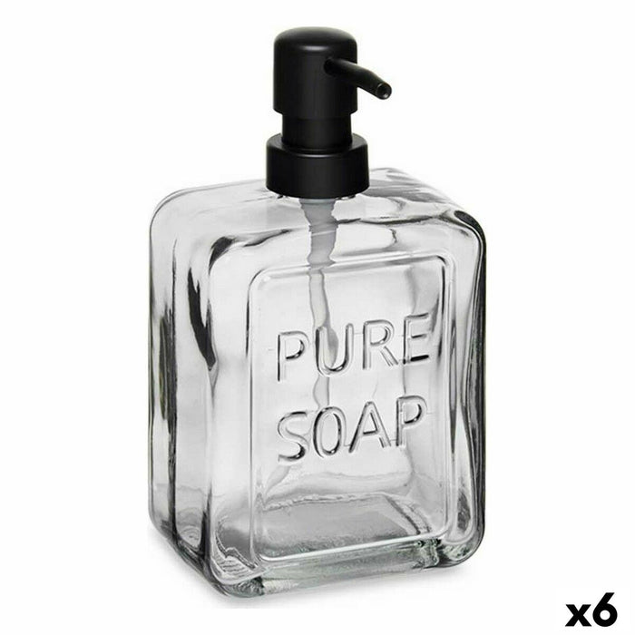Dozator de Săpun Pure Soap Geam Negru Plastic 570 ml (6 Unități)