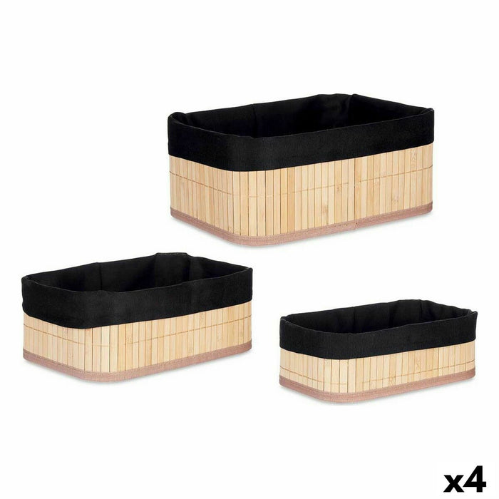 Organizatoare Set Negru Natural Bambus 31 x 12 x 21 cm (4 Unități)