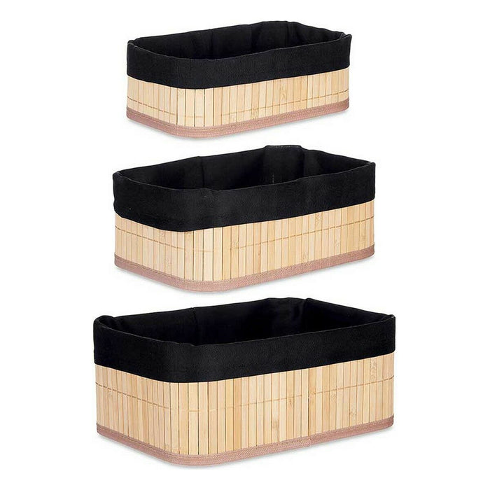 Organizatoare Set Negru Natural Bambus 31 x 12 x 21 cm (4 Unități)