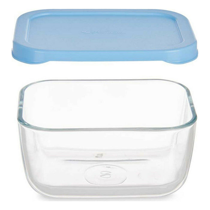 Cutie pentru Prânz Snow 420 ml Albastru Transparent Sticlă Polietilenă (12 Unități)