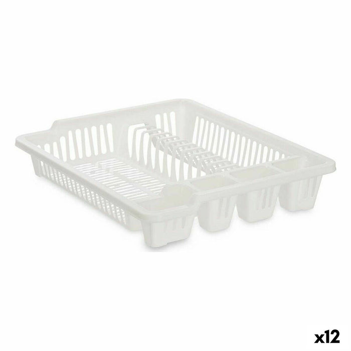 Scurgător de Vase pentru Chiuvetă 46 x 8 x 37,5 cm Alb Plastic (12 Unități)