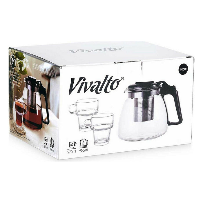Set de Ceainic 900 ml Transparent Plastic Sticlă (6 Unități)