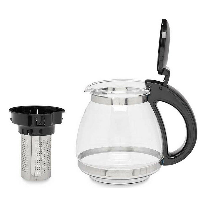 Ceainic Transparent Negru Plastic Sticlă 1,5 L (6 Unități)