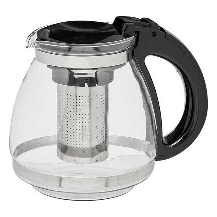 Ceainic Transparent Negru Plastic Sticlă 1,5 L (6 Unități)