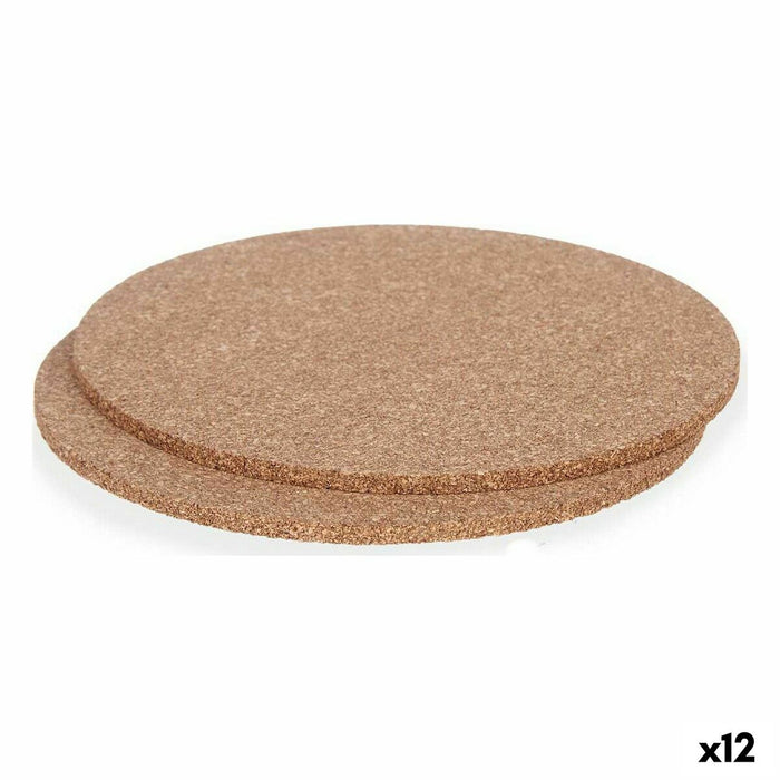 Set de covorașe de masă Suport Protecție pentru Masă Natural Plută 18 x 0,5 x 18 cm (12 Unități)