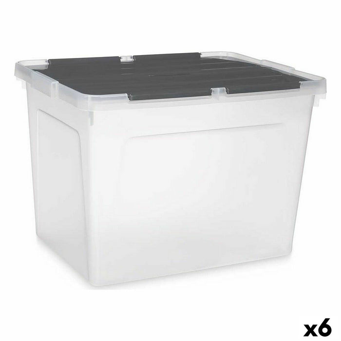 Cutie de depozitare cu capac 48 L Transparent Antracit (6 Unități)