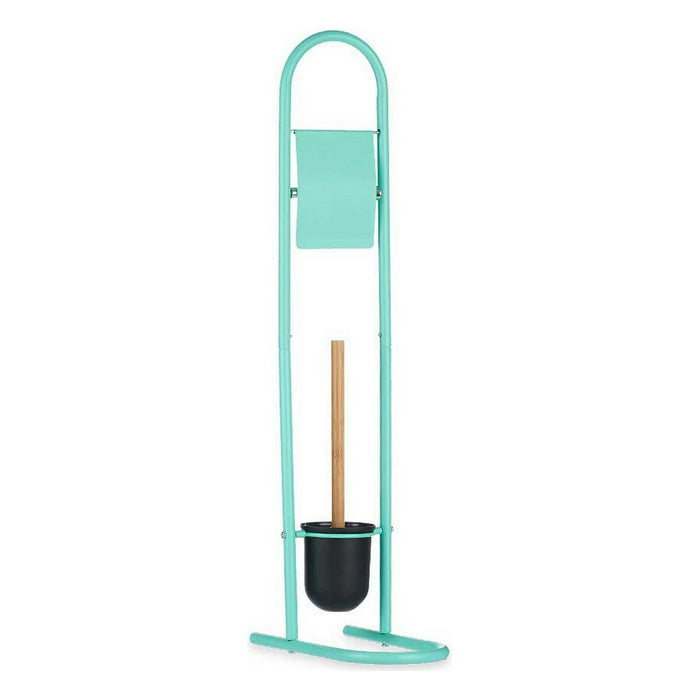 Suport pentru hârtie igienică cu suport pentru perie WC 16 x 28,5 x 80,8 cm Metal Mentă Plastic Bambus (4 Unități)