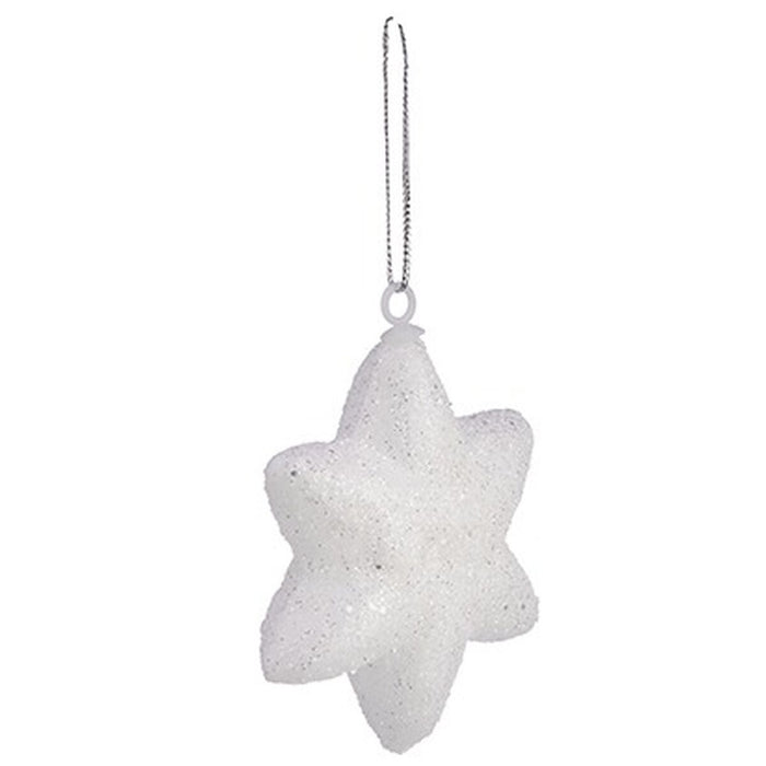 Set ornamente de Crăciun Stea Alb 6,5 x 6,5 x 2 cm (24 Unități)