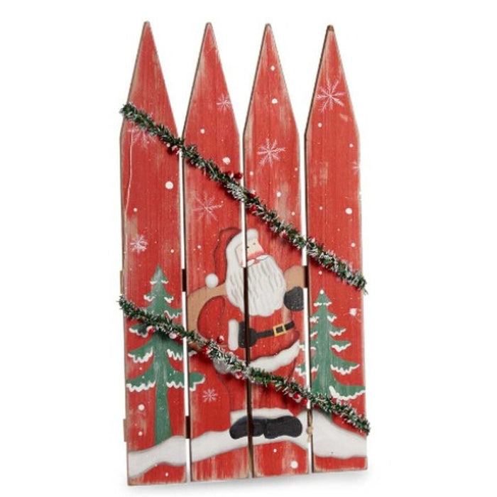 Decorațiune Suspendată Insignă Moș Crăciun Lumină LED Roșu Plastic Lemn MDF 34,7 x 4 x 60 cm (6 Unități)