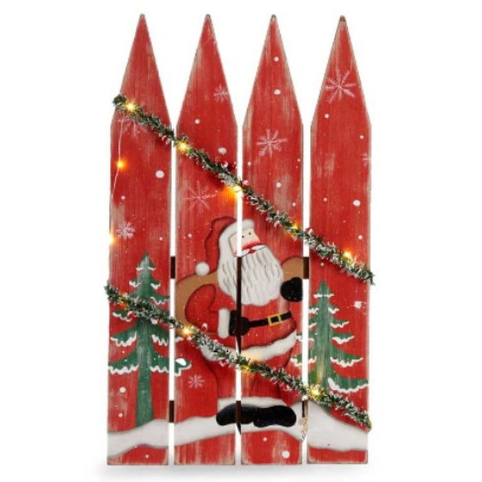 Decorațiune Suspendată Insignă Moș Crăciun Lumină LED Roșu Plastic Lemn MDF 34,7 x 4 x 60 cm (6 Unități)
