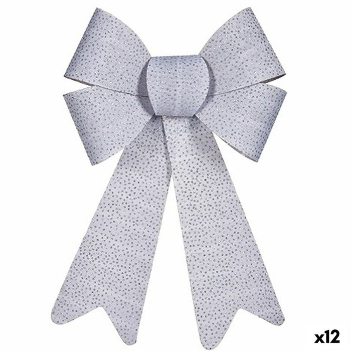Fundă Ornament de Crăciun Puncte Argintiu PVC 16 x 24 x 4 cm (12 Unități)