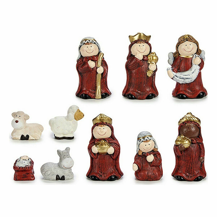 Set Figurină Crăciun Roșu Auriu* Ceramică (4 Unități)
