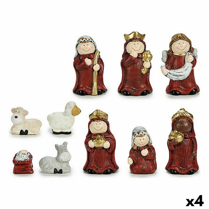 Set Figurină Crăciun Roșu Auriu* Ceramică (4 Unități)