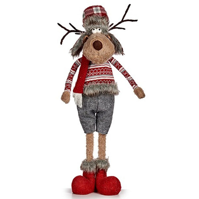 Figură Decorativă Cerb Alb Roșu Gri Crem 17 x 78 x 24 cm (2 Unități)